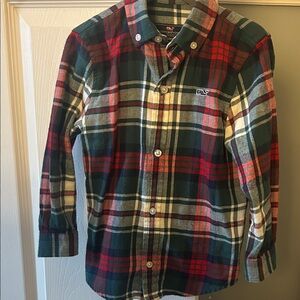 Vineyard Vines Plaid Kids Flannel Button Down - Red, Green, and White 3T
